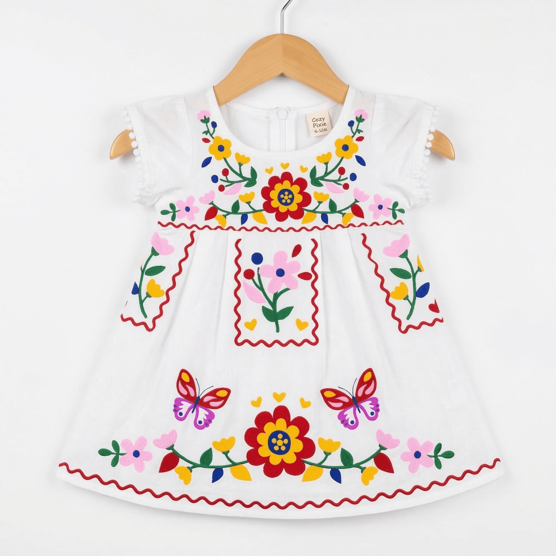 Vestido Mexicano Bordado Flores