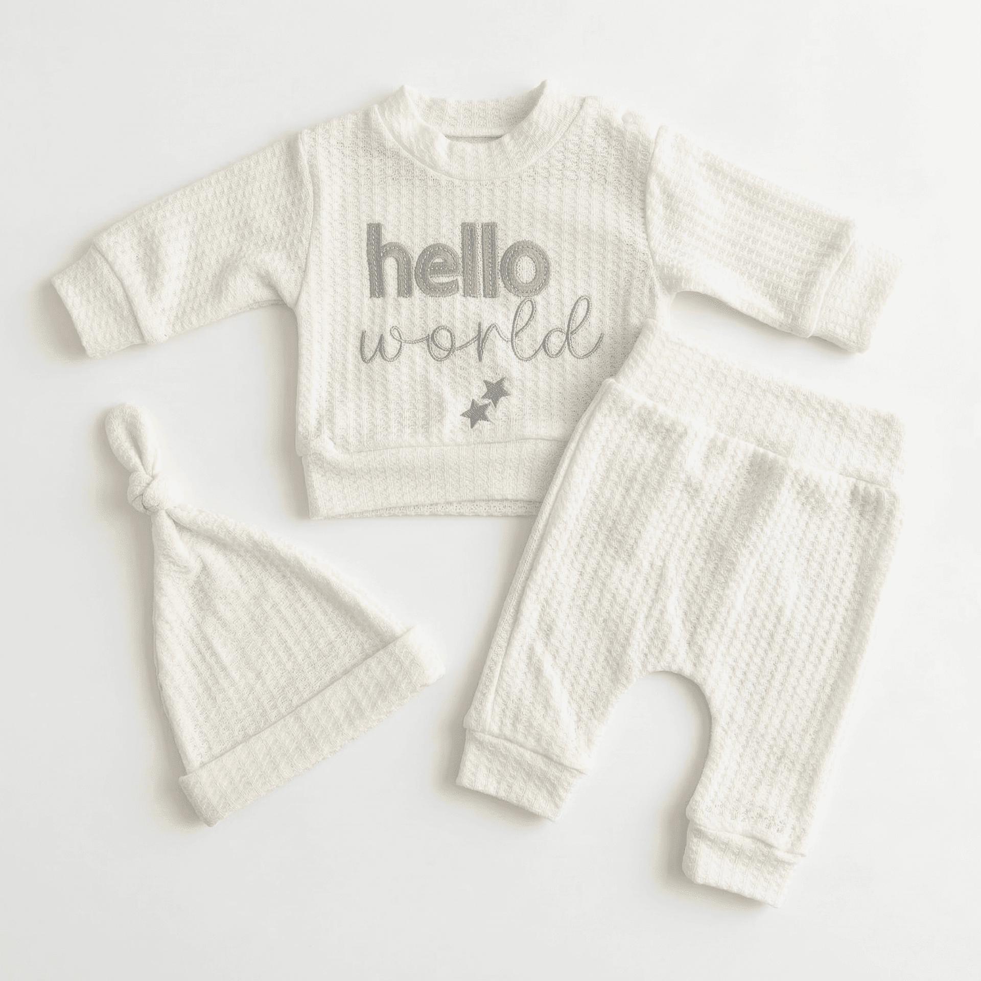 Conjunto "Hello World" Blanco 3 pzas