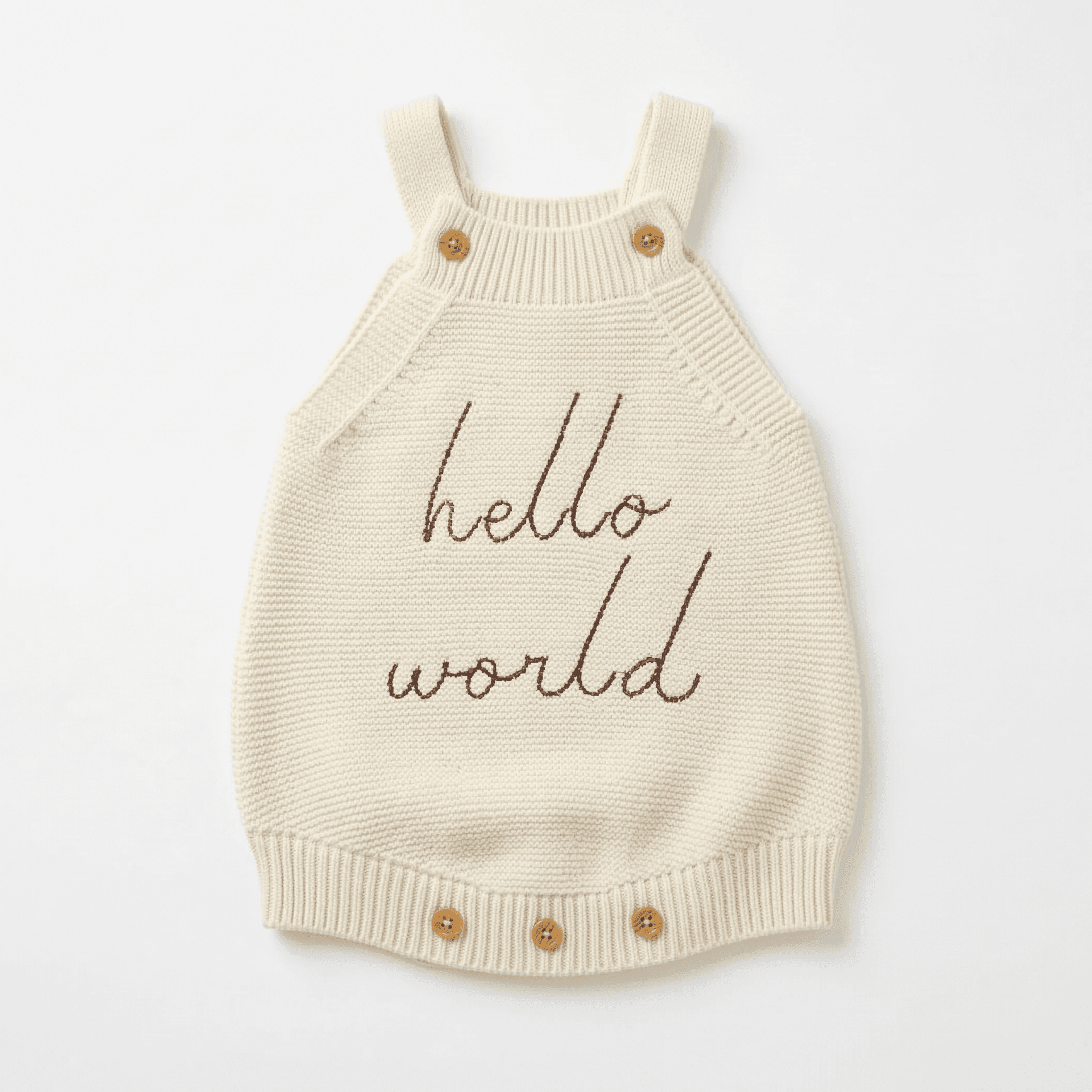 Romper "Hello World" Crema Tejido